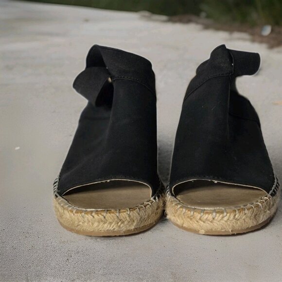Adrienne Vittadini Calla Espadrille Black Wedges Shoes Size 6M Women's - Picture 2 of 7
